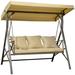 Arlmont & Co. 3-Seat Patio Swing, Porch Swing Glider w/ Cushion, 3 Throw Pillows, Steel in Brown | Wayfair 324733E2462F4753ABA6AADD5C61D259