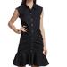 Veronica Beard Women's Black Cotton Ruched Button Down Mini Shirt Dress - Black