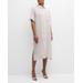 Crinkled Striped Organic Linen Midi Shirtdress