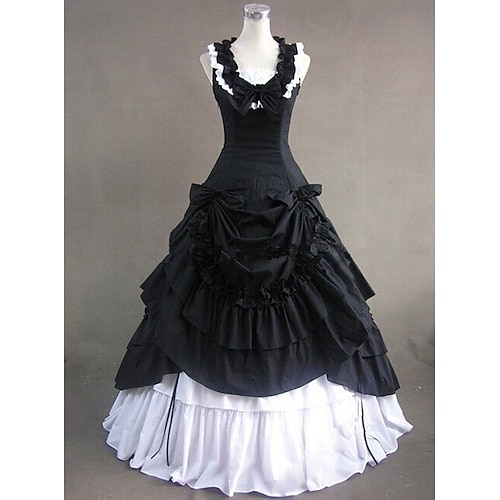 Kleid Viktorianisch Mittelalterlich 18. Jahrhundert Knöchellänge Lange Länge Kleid Partykostüm Maskerade Übergröße Normal Kundenspezifische Patchwork Ballkleid Kostüm Damen Party Abschlussball Image