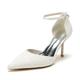 Women's Wedding Shoes Print Shoes Wedding Party Daily Embroidered Wedding Heels Bridal Shoes Bridesmaid Shoes Lace Stiletto Pointed Toe Elegant Fashion Lace Ankle Strap Black White Ivory