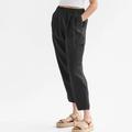 Women's Pants Trousers Linen Cotton Blend Plain Black Dark navy Casual Daily Ankle-Length Holiday Weekend Spring Summer