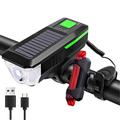 Solar Powered Bicycle Lights with Speaker USB Rechargeable Bicycle Front Lights 918 Tail Lights LED Mountain Bike Lights Bell Shaped Headlights Bike Lights Warning Lights Flashing Lights 1PC