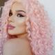 Long Pink Curly Wigs for Women Heat Synthetic Wave Curly Wig Layered Puffy Hair Replacement Wig Loose Curls Daily Party Wig