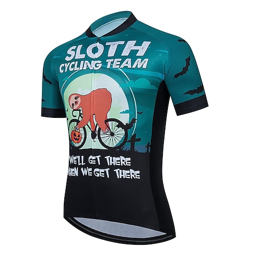 Herren Radtrikot Lustig Faultier Kurzarm Fahhrad Trikot Oberteil mit 3 Gesäßtaschen Mountainbike MTB Straßenradsport Schnelltrocknend Reflektierende Streifen Rückentasche Feuchtigkeitsableitend Sport Image