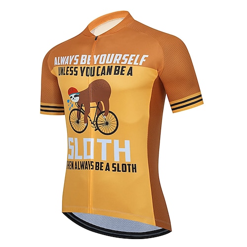 Herren Radtrikot Lustig Faultier Kurzarm Fahhrad Trikot Oberteil mit 3 Gesäßtaschen Mountainbike MTB Straßenradsport Schnelltrocknend Reflektierende Streifen Rückentasche Feuchtigkeitsableitend Sport Image