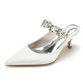 Women's Wedding Shoes Pumps Ladies Shoes Valentines Gifts White Shoes Wedding Party Valentine's Day Wedding Heels Bridal Shoes Bridesmaid Shoes Rhinestone Low Heel Pointed Toe Elegant Fashion Satin