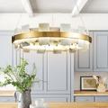 LED Pendant Light Marble Copper Wagon Wheel Design 60 cm 40W Modern Gold Luxury Chandelier Home Hotel Restaurant Art Lighting Lamp Decoration Pendant Light Cord Adjustable 110-220V