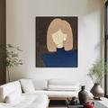 Hand painted Abstract Fashion Girl Canvas Painting Abstract pattyle girl painting for Living Room oil Painting Modern Wall Art Large Abstract Minimalist Bohemian Portrait painting Wall Art painting