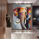 Wall decor painting hand painted Colorful elephant Oil Painting on Canvas animal painting large 3d oil painting hand painted wall animal painting Texture Acrylic animal oil painting for living room