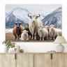 Animali quadri su tela pecore sotto le montagne innevate stampe e poster quadri dipinti decorativi su tessuto per soggiorno quadri senza cornice