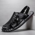 sandali in pelle microfibra da uomo sandali estivi neri pantofole scarpe fatte a mano sandali piatti taglie forti casual vacanza all'aria aperta spiaggia fascia elastica traspirante scarpe rosso marrone giallo marrone