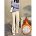 pantaloni a gamba larga da donna pantaloni in pile larghi a lunghezza intera microelastici a vita alta moda streetwear outdoor nero beige m l autunno inverno