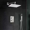 sistema doccia rubinetto set combinato soffione doccia 8 pollici cromato, valvola in ottone grezzo e kit di rifiniture, spruzzatore manuale ad alta pressione in acciaio inossidabile a parete bagno