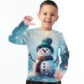 maglietta per ragazzi con pupazzo di neve 3D manica lunga stampa 3D autunno inverno sport moda streetwear poliestere bambini 3-12 anni girocollo outdoor casual quotidiano vestibilità regolare