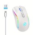 Mouse wireless 2.4g luce rgb ricaricabile 4800 dpi regolabile USB plug and play mouse ottico gioco home office nero/bianco