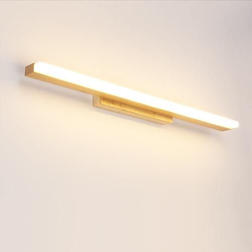 1-luce 40/60/80 cm luce di vanità led lampada frontale a specchio in stile nordico in legno massello mobiletto del bagno lampada da bagno comò semplice trucco applique da parete 6 w/9 w/12 w