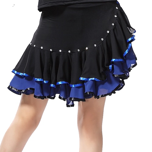 Balli latino-americani Gonne Con ruche Più materiali Cristalli / Strass Per donna Addestramento Prestazioni Chiffon Seta sintetica