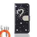 custodia per telefono cavo di ricarica multi veloce 3 in 1 per iphone 15 14 13 12 11 pro max mini se x xr xs max 8 7 plus custodia a portafoglio flip cover con supporto per supporto bling glitter strass lucido in pelle sintetica