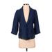 Simply Vera Vera Wang Blazer Jacket: Short Blue Print Jackets & Outerwear - Women's Size X-Small Petite
