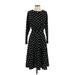 Zara Casual Dress - Midi Crew Neck 3/4 sleeves: Black Print Dresses - Women's Size Small