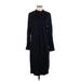 Gap Casual Dress - Midi Mock Long sleeves: Black Solid Dresses - Women's Size Small