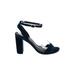 Sandro Heels: Strappy Chunky Heel Cocktail Party Blue Print Shoes - Women's Size 39 - Open Toe