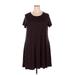 Jamie & Layla Casual Dress - A-Line Crew Neck Short sleeves: Black Print Dresses - New - Women's Size 2X