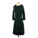 New York & Company Casual Dress - Sweater Dress: Green Solid Dresses - Women's Size Small