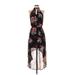 As U Wish Casual Dress - High/Low Halter Sleeveless: Black Print Dresses - Women's Size Small