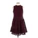 Charming Charlie Casual Dress - Party Mock Sleeveless: Burgundy Print Dresses - Women's Size Small
