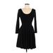 Zara Casual Dress - Fit & Flare Scoop Neck 3/4 sleeves: Black Print Dresses - Women's Size Medium
