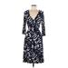 Janette Fashion JOHN 3:16 Casual Dress - Wrap: Blue Print Dresses - Women's Size Medium