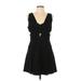 BCBGMAXAZRIA Casual Dress - Party V Neck Sleeveless: Black Solid Dresses - New - Women's Size 12