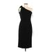 Dress the Population Cocktail Dress - Midi One Shoulder Sleeveless: Black Solid Dresses - New - Women's Size Medium