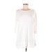 Chico's Casual Dress - Mini Scoop Neck 3/4 sleeves: Ivory Solid Dresses - Women's Size Medium