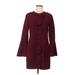 Rachel Zoe Casual Dress - Mini High Neck Long sleeves: Burgundy Print Dresses - Women's Size 6