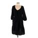 Gap Casual Dress - Mini V-Neck 3/4 sleeves: Black Solid Dresses - Women's Size Large