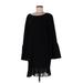 Laundry by Shelli Segal Casual Dress - Mini Boatneck Long sleeves: Black Solid Dresses - Women's Size 10