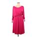 Lane Bryant Casual Dress Scoop Neck Long sleeves: Pink Solid Dresses - New - Women's Size 14 Plus