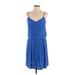 Madewell Casual Dress - Mini V Neck Sleeveless: Blue Print Dresses - Women's Size Small