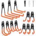 Garage Hooks 12 Pack Heavy Duty Garage Storage Hooks Steel Tool Hangers for Garage Wall Mount Utility Hooks and Hangers with Anti Slip Coating for Garden Tools Ladders Bikes Bulky Items