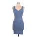 Love Tree Casual Dress - Mini: Blue Solid Dresses - Women's Size Large