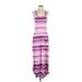 Life Is Good Casual Dress - A-Line Scoop Neck Sleeveless: Purple Print Dresses - Women's Size Small