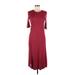 Calvin Klein Collection Casual Dress - A-Line Crew Neck Short sleeves: Burgundy Print Dresses - Women's Size 6