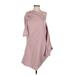 FP BEACH Casual Dress - A-Line One Shoulder 3/4 sleeves: Pink Print Dresses - Women's Size Small