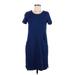 Banana Republic Casual Dress - Sheath Scoop Neck Short sleeves: Blue Print Dresses - Women's Size 6