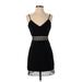 NBD Cocktail Dress - Bodycon V-Neck Sleeveless: Black Print Dresses - Women's Size Small