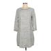 Gap Outlet Casual Dress - Shift Scoop Neck 3/4 sleeves: Gray Marled Dresses - Women's Size Medium