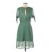 JOA Casual Dress - A-Line Plunge 3/4 sleeves: Green Dresses - New - Women's Size Medium